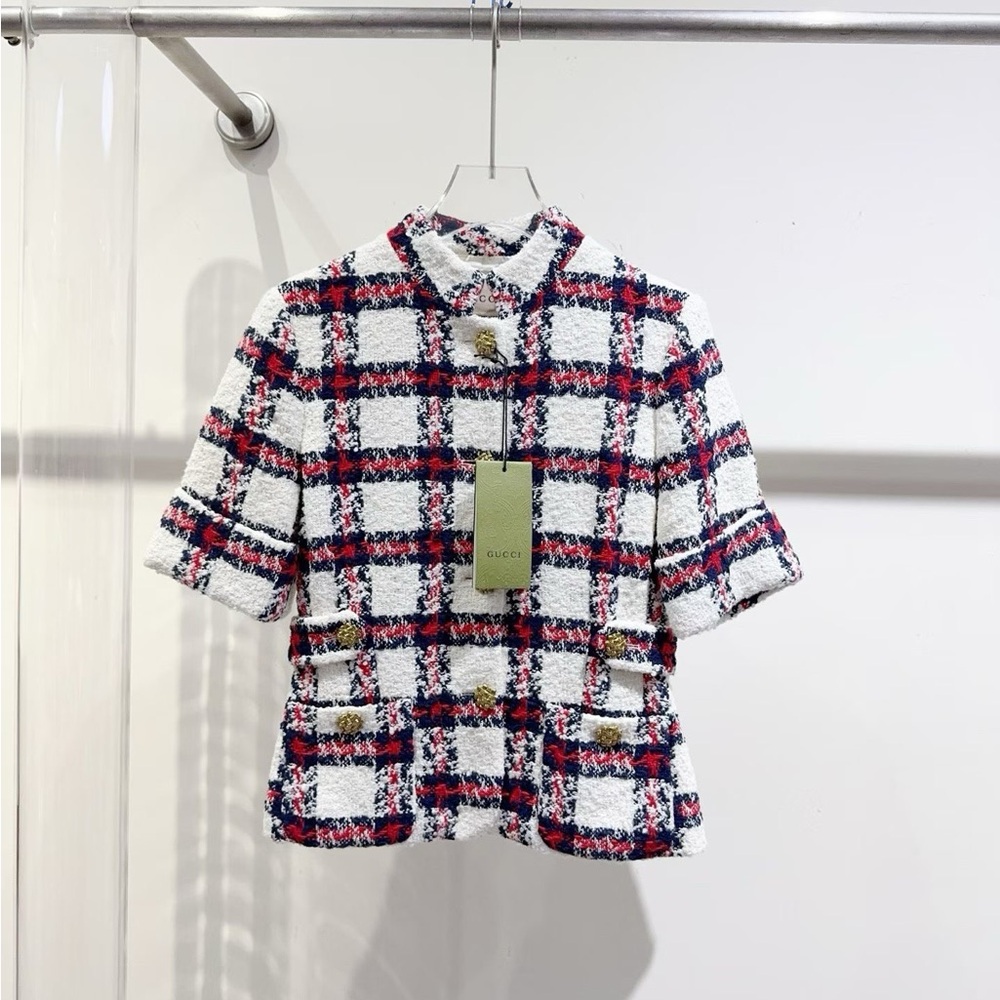 🚩steal authentic Gucci  Checkered Shirt - Red and White